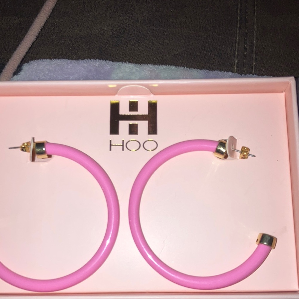 COPY - Hoo pink hoop earrings